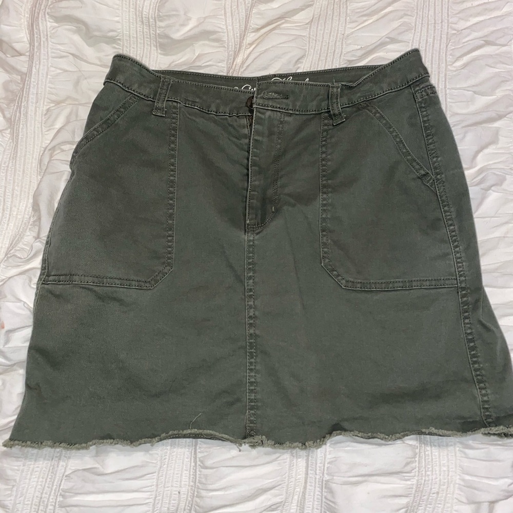 Olive denim skirt